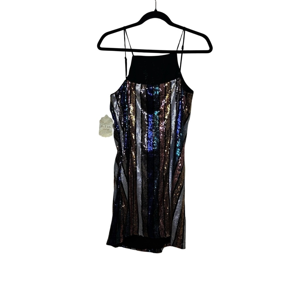 Altar'd State NWT Neva Rainbow Sequin Party Glam Vegas Dress US M Lined Strappy - Picture 3 of 9